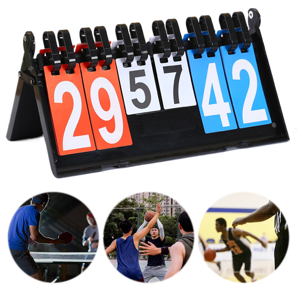 Sports Scoreboard Tabletop Scoreboard 6-Digit Flip Scoreboard Basketball Score Counter for