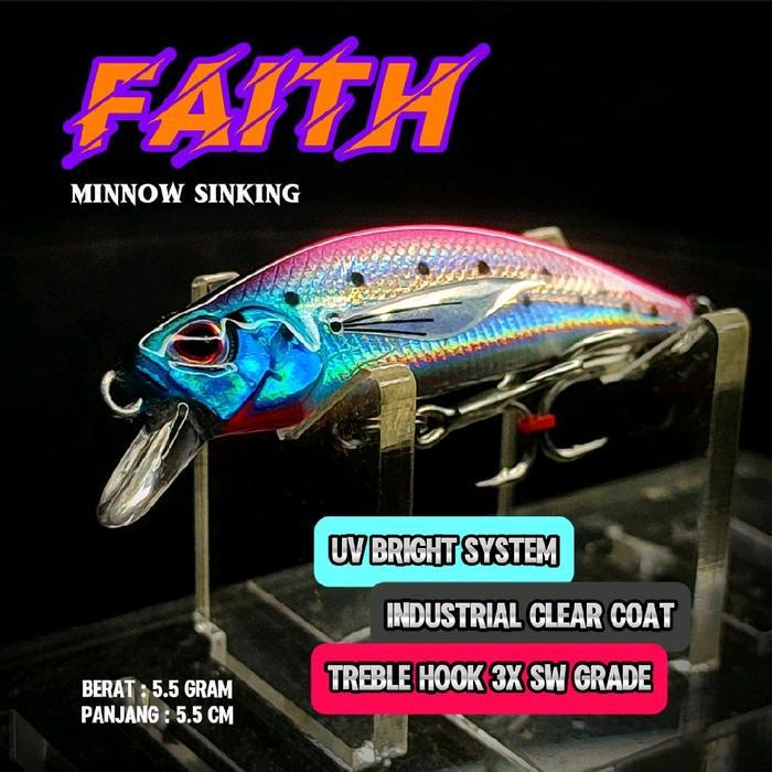 Ready Mino Faith /5.5G - 5.5 Cm /Sinking Minnow Umpan Lure Pancing Casting Ikan Laut Hampala Lais