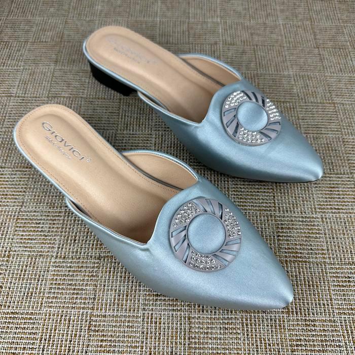 New Sepatu Sendal Selop Wanita Bahan Saten Premium Gravici Po - 18 Shoes Sepatu Tutong Wanita