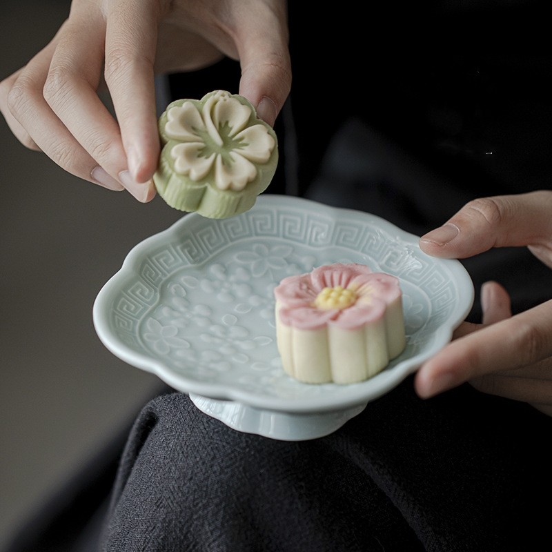 5 Color Sakura Snack Dish Porcelain Plates For Food Teaware Chinese Cake Stand Tableware Dishes Deco