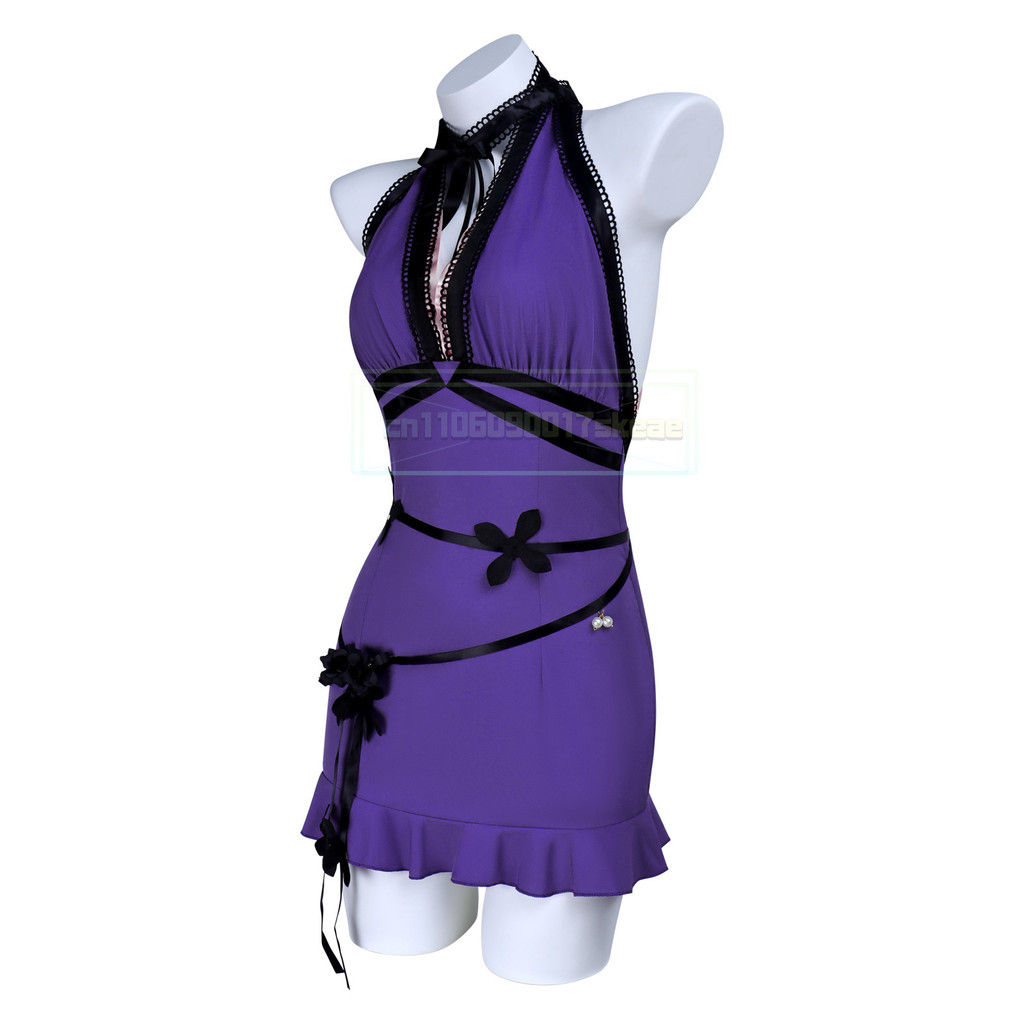 Christmas Game Final Fantasy Vii Tifa Lockhart Anime Purple Short Dress Cosplay Costume Sexy