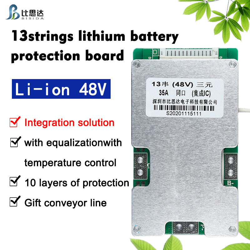 Bisida BMS 13S 48V 10A/20A/30A/50A Lithium Battery Protection Board Common Port With balance for