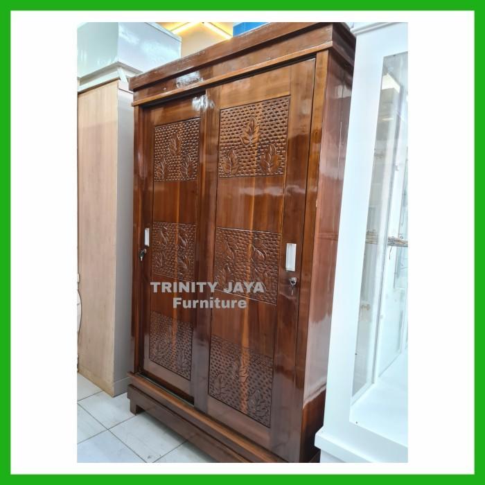 Lemari Pakaian Jati Sliding 2Pintu Jumbo/trinityjayafurniture