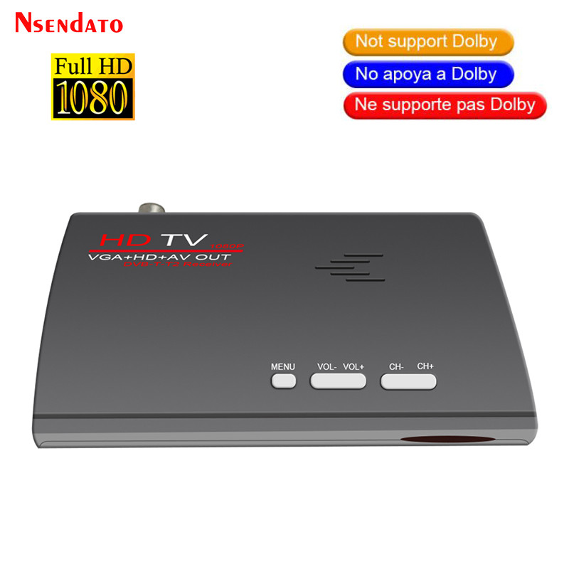 Digital Terrestrial Full HD DVB-T/DVB-T2 TV Receiver Box Remote Control VGA AV CVBS HD TV Tuner