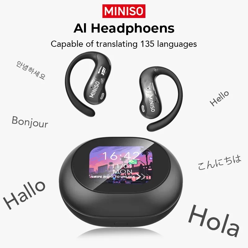 [HD Touchscreen]MINISO MS188 AI Translation Earbuds Bluetooth Earphones Wireless Headphones