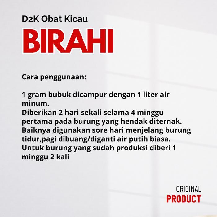 Birahi D2K Vitamin Ternak Breeding Burung Murai Kacer Kenari Lovebird Parkit Jantan Dan Betina Pasti