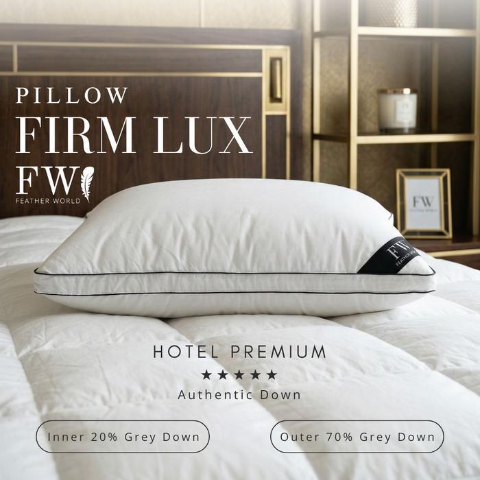 ASLI Bantal Hotel Bulu Angsa FEATHER WORLD Firm Lux 70% Gray Down Bulu Angsa Asli Bantal Hotel