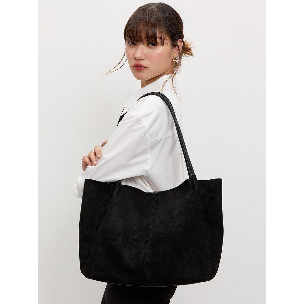 Pomelo - Tas Wanita - Vegan Suede Leather Bag - Black