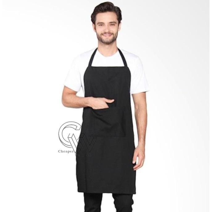 Celemek Dapur Kain Polos Katun Drill Kain Apron Aksesoris Memasak CW
