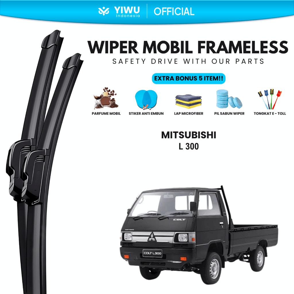 Wiper Mitsubishi L300 Frameless Kaca Depan Mobil Free 5 Bonus