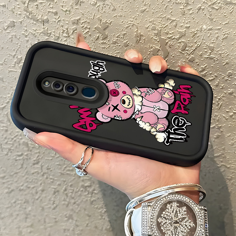 Casing Hp OPPO F11 F11 Pro A9 2019 A9x Case Casing beruang rusak dan kelinci Pola kasus ponsel tangg