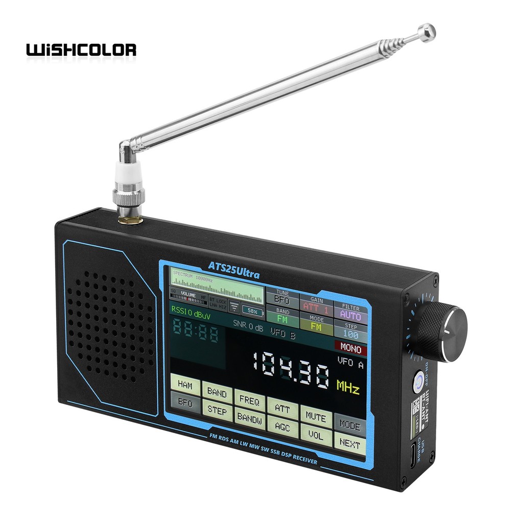 Wishcolor ATS25 ULTRA FM SW SSB MW LW AIR SDR Receiver Aviation Band Receiver Supports Bluetooth