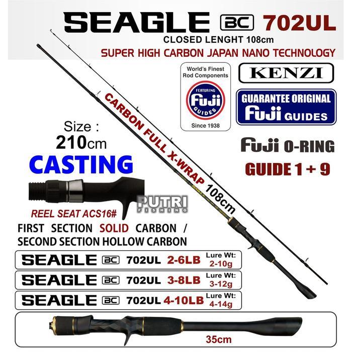 JORAN KENZI SEAGLE 702 Ultralight Spinning Baitcasting 210cm Solid Carbon Fuji Guides 2-6lbs 3-8lbs 
