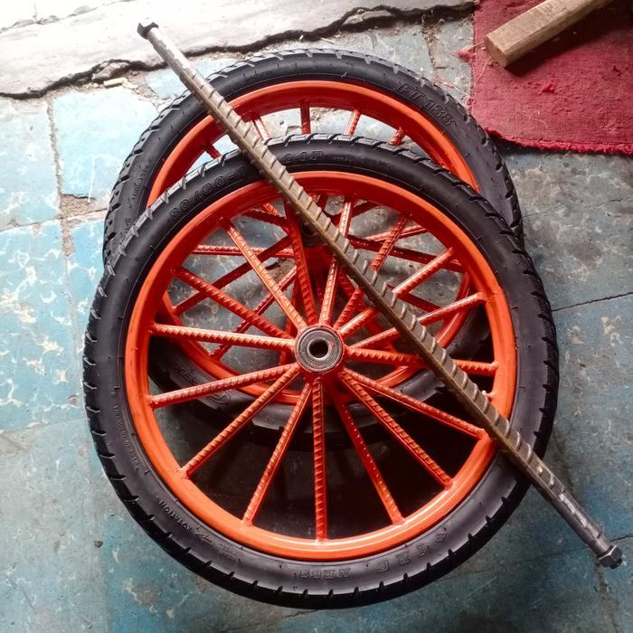 Roda Gerobak 1Set Ruji Besi 8 Besar