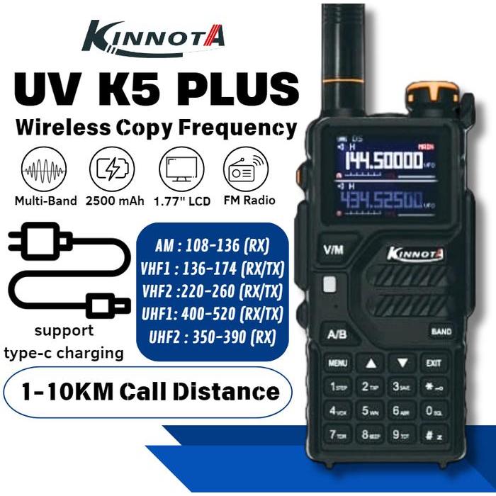 ht walkie talkie kinnota uv k5 plus multiband 10w promo ht