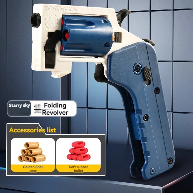 Folding Revolver Gun Shell Throwing Pistol Fidget Anti-stress Gun