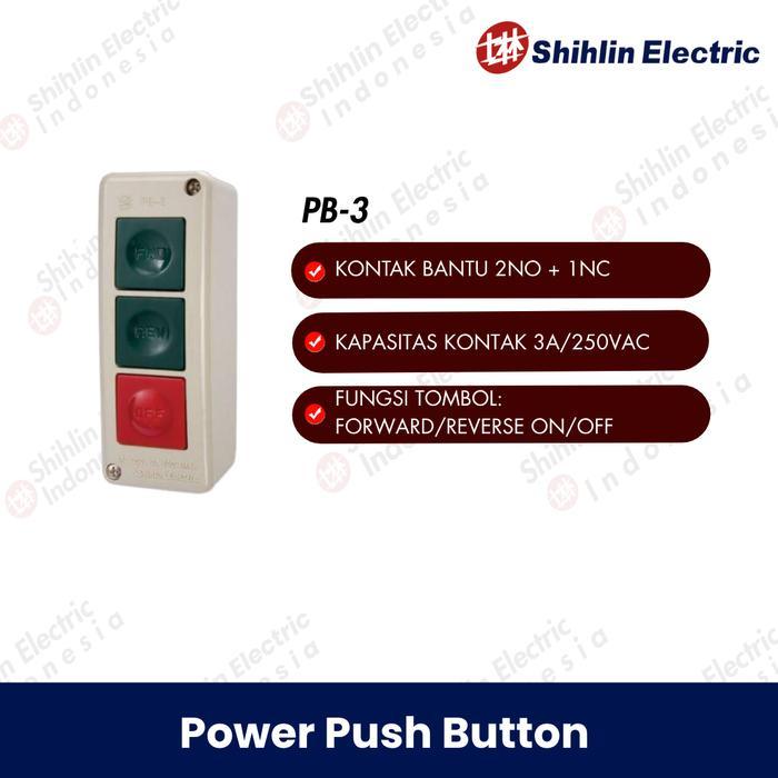POWER PUSH BUTTON KONTAKTOR PB-3 SHIHLIN ELECTRIC 2NO1NC FWD/REV/OFF