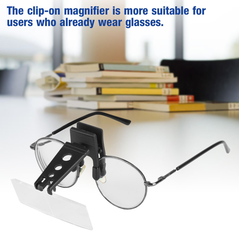 Clip on Magnifier 1.5x 2.5x 3.5x Magnification Plastic Case Clip on Glasses Type Magnifier Magnifyin