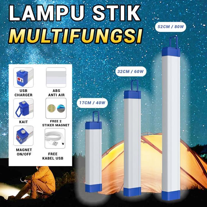 "New" COD Lampu Emergency Neon LED Stik Panjang 3 MODE Darurat Portable Recharable DC 5V 20W 40W 60W