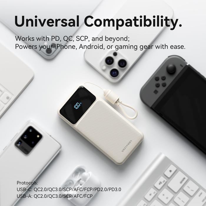 VENTION CCC POWERBANK X SERIES BUILT-IN CABLE FAST CHARGING 10000MAH 20000MAH LED DISPLAY FAST