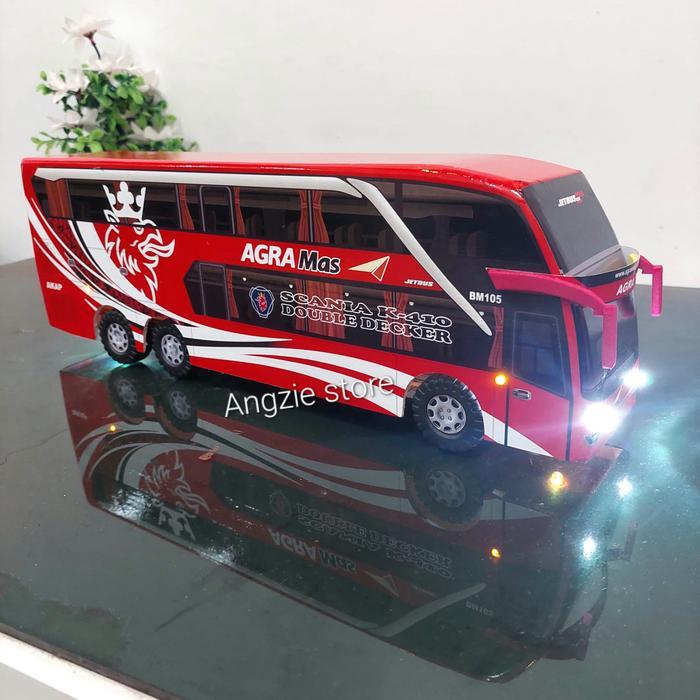 Hot Wheels - Miniatur Bus Bis Agra Mas Double Decker Lampu Plastik