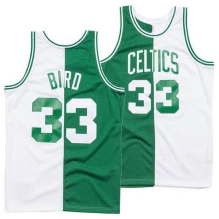 JERSEY BAJU BASKET SPECIAL SPLIT BOSTON CELTICS 33 LARRY BIRD HIJAU PUTIH
