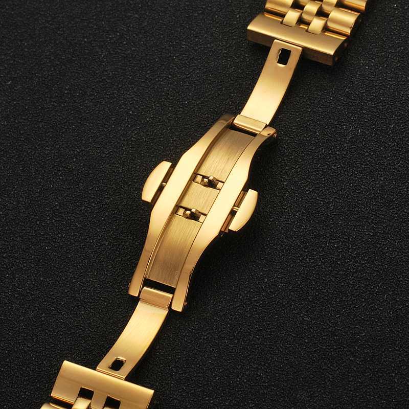 Jubilee 12mm 14mm 18mm 19mm 20mm 22mm Stainless Steel Five Rice Beads Silver Gold Universal Straight