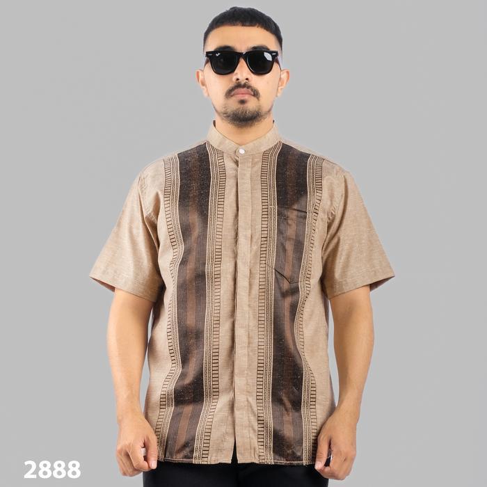 Pakaji Baju Koko Pria Lengan Pendek Bordir Premium Soft Lavender Motif Diamond Vertikal Baju Koko