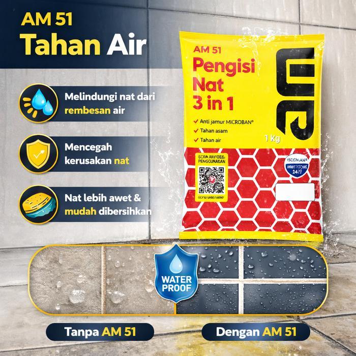 Am 51 + Am 54 Pengisi Nat Anti Jamur & Cairan Penguat Nat Keramik Granite Semen Tahan Asam & Air