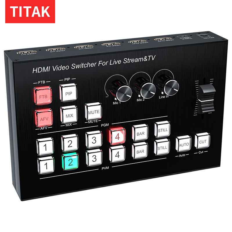 HDMI Video Mixer Switcher Live Streaming 4-Channel 4 Way Multi-View HDMI Video Switcher Broadcast