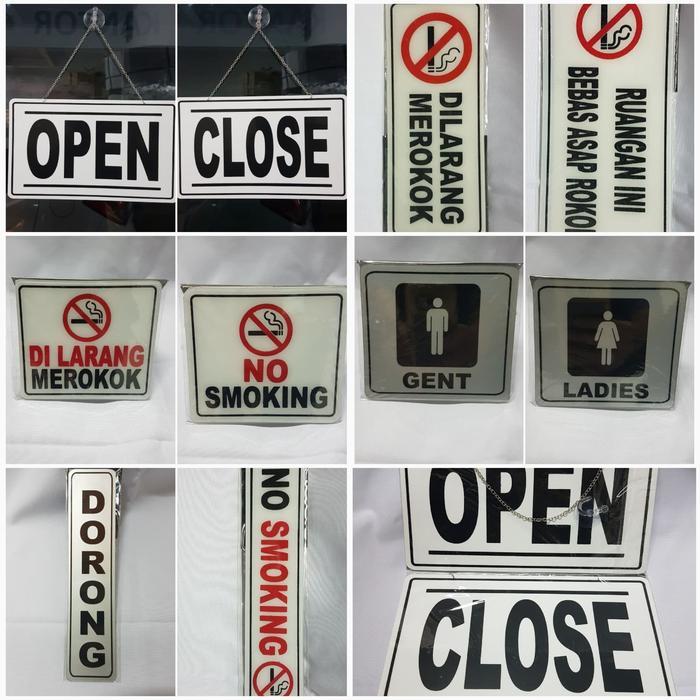 "New" Papan pintu 'open close' gantung / door sign block open close akrilik