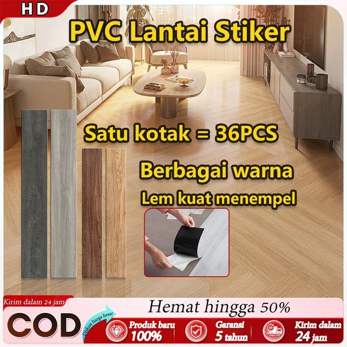 CODREAIM Vinyl Lantai PVC 1BOX 36 Pcs Floor Vinyl Lantai Stiker Sticker PVC Motif Kayu Parquet High