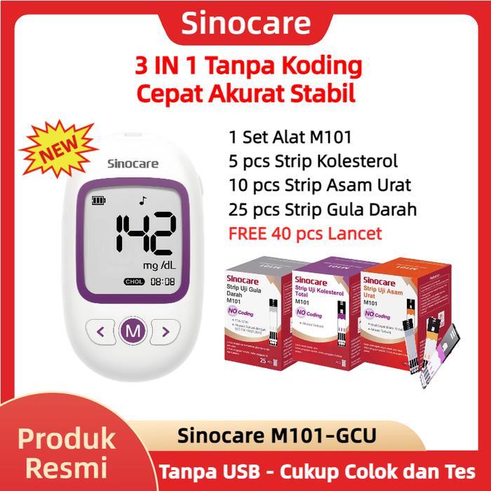 Omron - M101 GCU Tanpa Koding Alat Cek 3in1 Cek Gula Darah, Kolesterol & Asam Urat No ing Tes 3 in 1