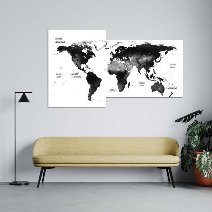 Decor Art - Hiasan Dinding 75x45cm World Map Peta Dunia 2Pcs A3