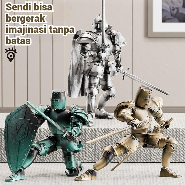 Display Model Ksatria Abad Pertengahan / Mainan 3D Multi-Sendi 13 Posisi / Figur Aksi Koleksi /