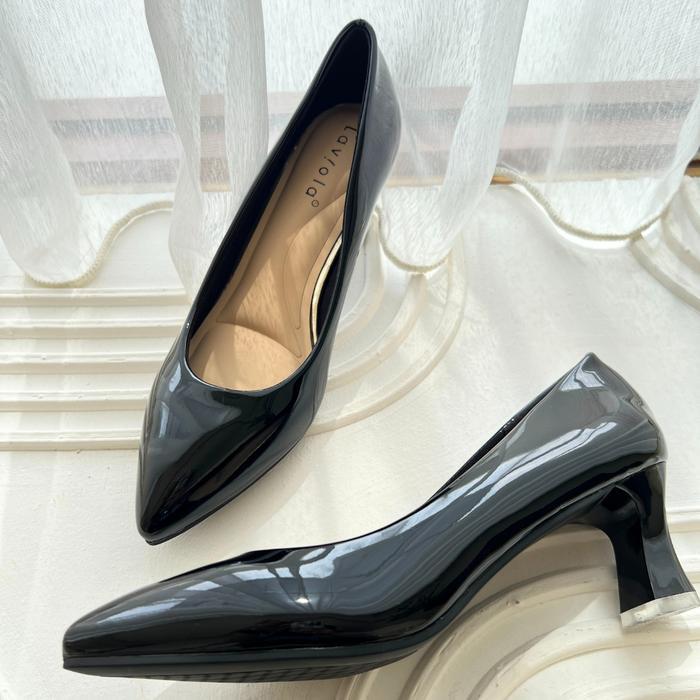 Laviola 4674 FFS - Sepatu Pantofel Kerja Wanita Hak 6 cm Black Heels Shoes