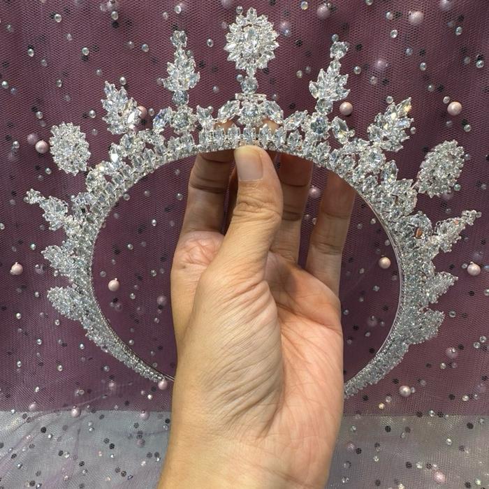 TERBARU Mahkota Aurel besar Silver lentur pengantin