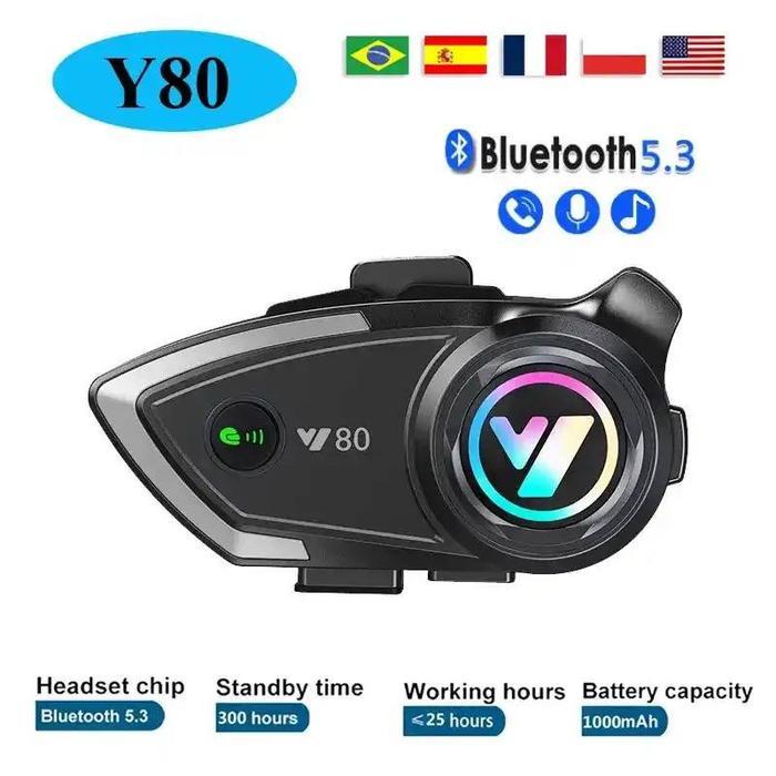 Y80 headset bluetooth helm motor 5.3 tahan air water resist IP67 full half face