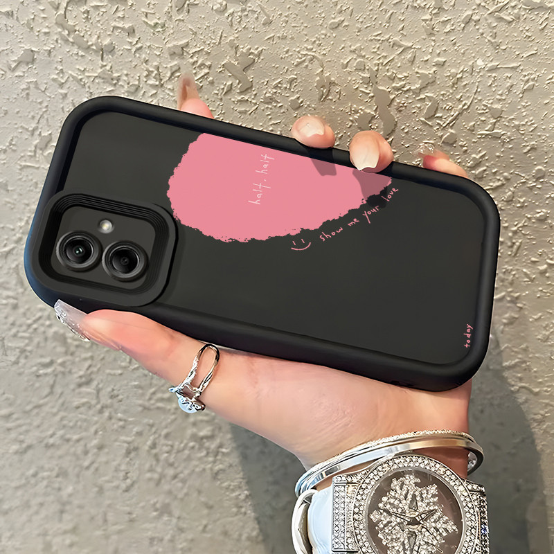 Casing Hp Samsung Galaxy A04 M04 F04 A04E Case Setengah hati pink Kasing silikon Cesing Ready Stock 