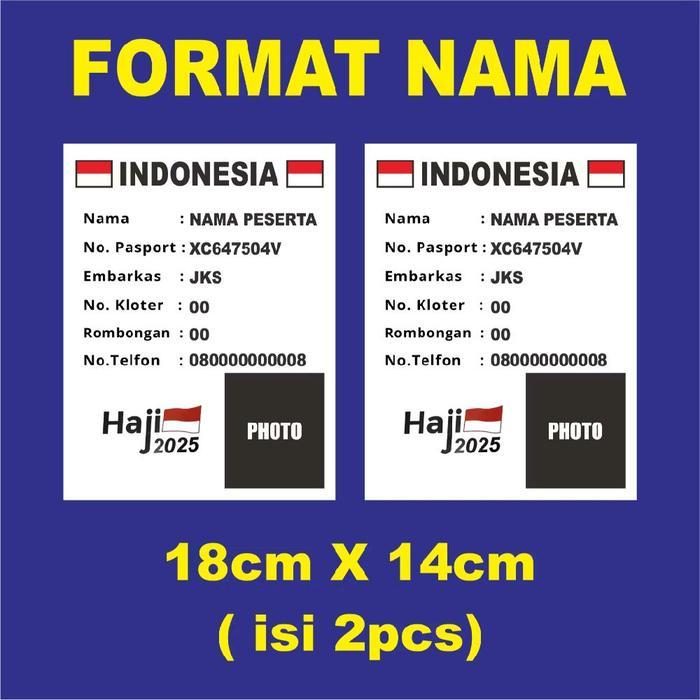 TERPERCAYA STIKER KERTAS NAMA TINGGAL TEMPEL UNTUK KOPER JEMAAH HAJI/UMROH
