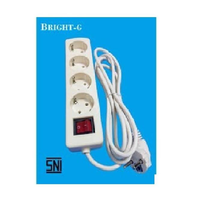 STOP KONTAK 3 lubang 4 LUBANG KABEL 3 METER BRIGHT G SNI