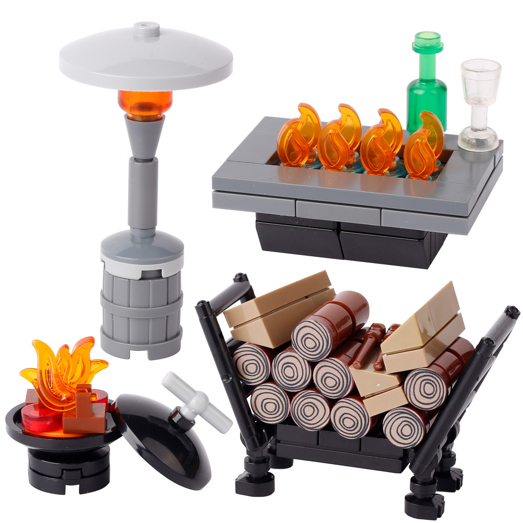 MOC Medieval Winter Oven Building Blocks Kit Wood Charcoal Fire