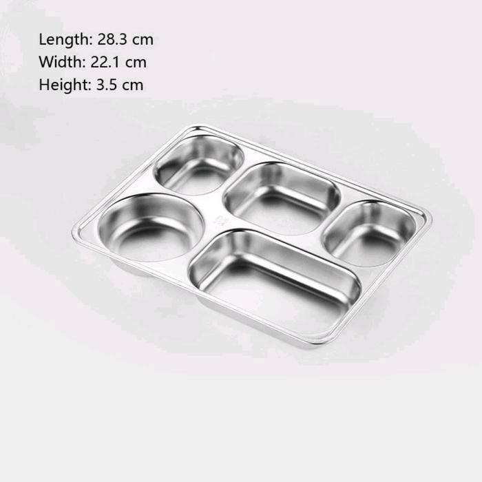 Ready - Plato / Food Tray / Piring / Tempat Makan Sekat 5 + Tutup Plastik -Gratisongkir