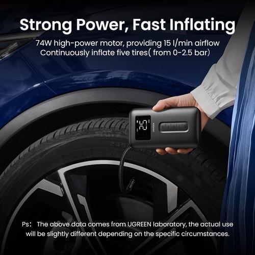 UGREEN Portable Mini Air Pump Inflator Pompa Ban Elektrik LED Kompresor Alat Tambah Angin Ban Mobil