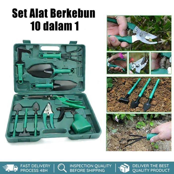 Set Perkakas Kebun 10 pcs - Lengkap dengan dan Koper Penyimpanan