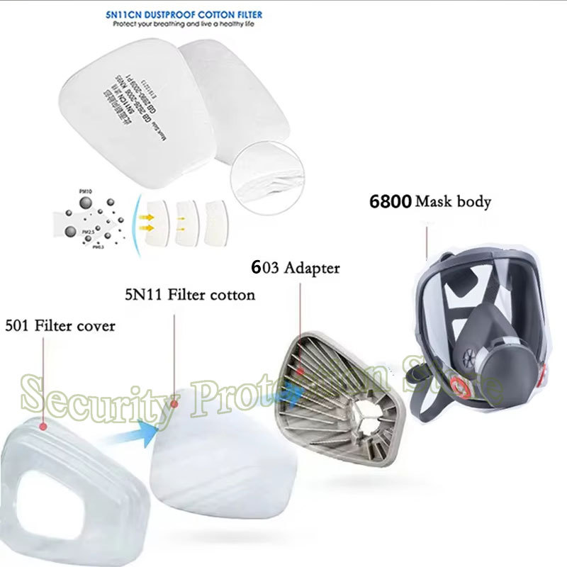 6800 Industrial Painting Spraying Respirator Gas Mask 5N11 Particle Filters Safety Respirator Mask