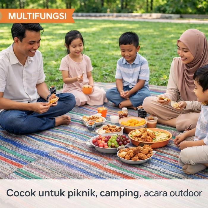 Tikar Hajatan Lipat Tanpa Sambungan 2x2 Meter Tikar Tenun Plastik Tebal Tikar Piknik Camping Tikar
