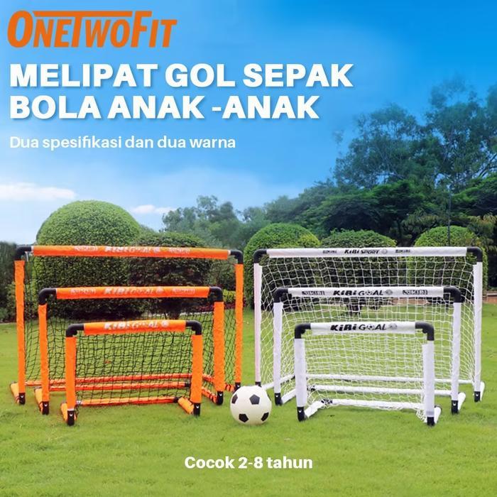 Mainan sepak bola anak-anak pompa lengan jaring kolom gawang sepak bola lipat portabel gawang sepak