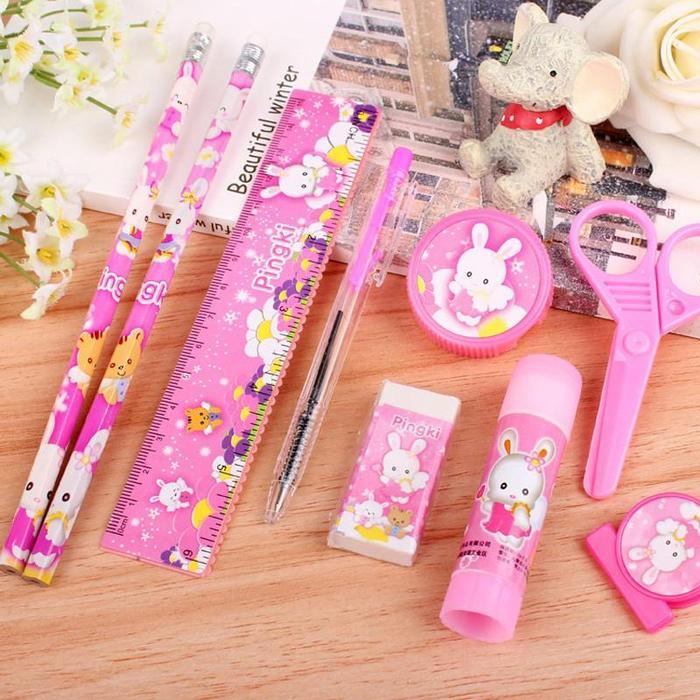 2009 Pencil Set 9 In 1 Alat Tulis Sekolah Anak Lengkap Bolpen Penghapus Pensil Rautan Stationary