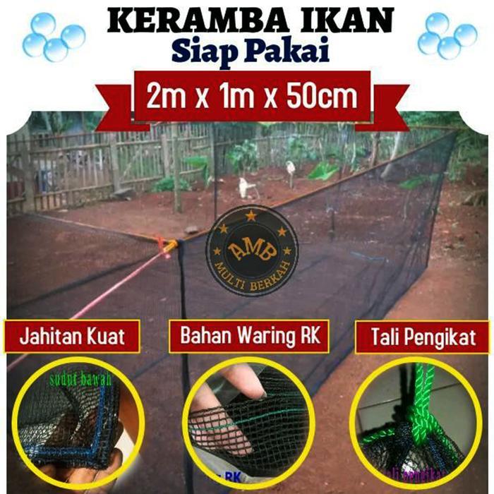 Keramba Ikan Bahan Waring Karamba Jaring Ikan Ukuran 2M X 1M X 50Cm Pancing Umpan